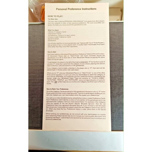 VTG 1987 Personal Preference Board Game NEW unused sealed Game pieces open box - Picture 5 of 7